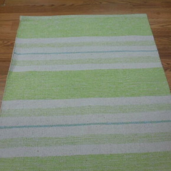 2.3x3.9 green white stripe Turkish area rug - Picture 5 of 12